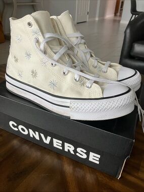 Converse High Top Sneakers - Cream with White Accents